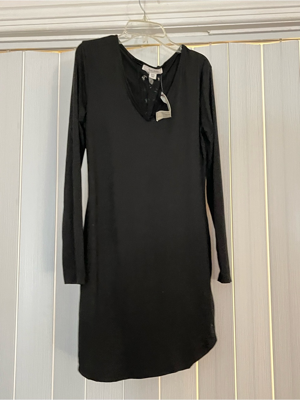 Adam Levine Collection Black Lace-Up Long Sleeve Dress
